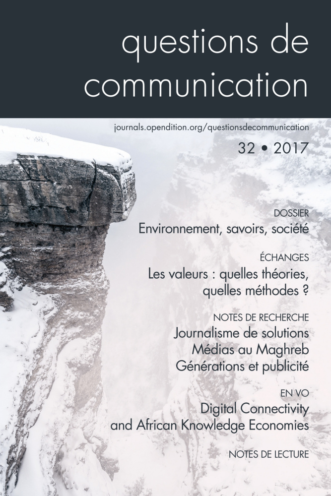 Mise en ligne du numéro 32 de Questions de communication (dossier « Environnement, savoirs, société »)